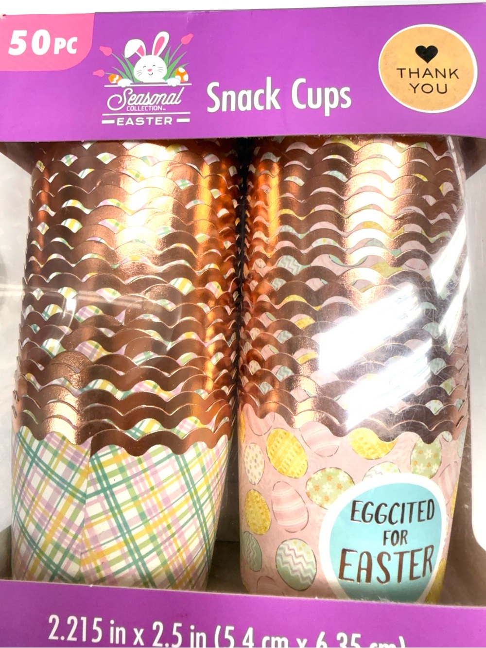 Easter Pink & Gold Snack Cups - 50 pc NIB